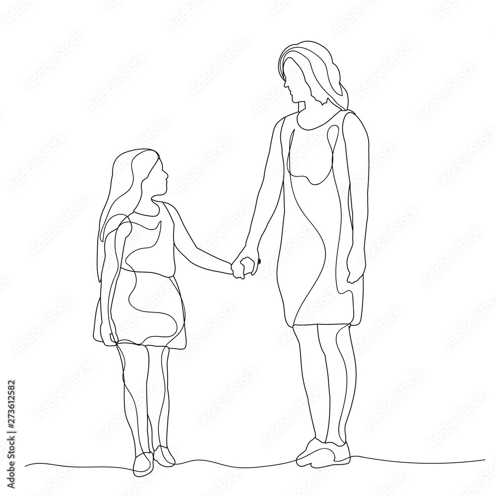 lines, mom and daughter, family