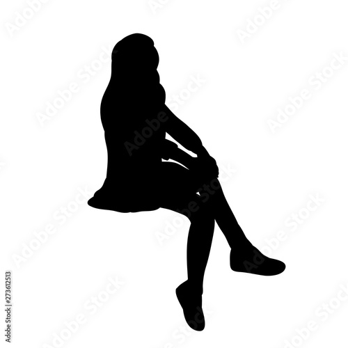 vector, isolated, black silhouette girl sitting