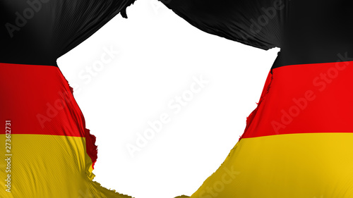 Cracked Germany flag, white background, 3d rendering