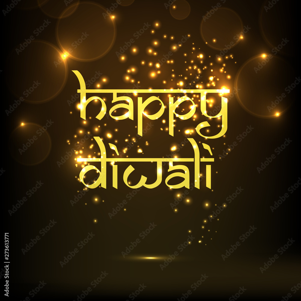 Happy diwali celebration with stylish light and text.