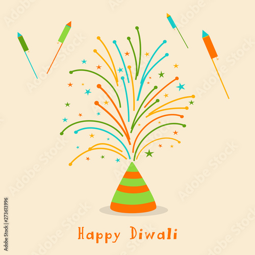 Concept of Deepawali celebration with crackers.
