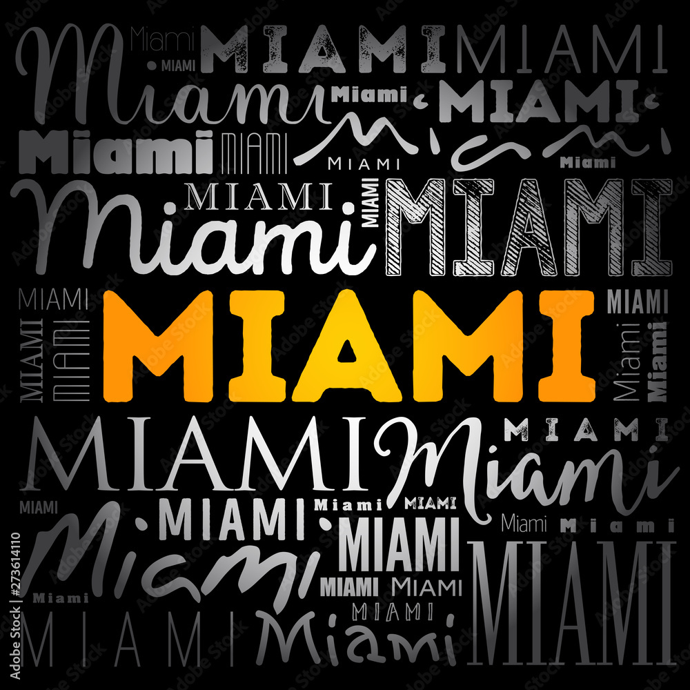 Miami wallpaper word cloud, travel concept background