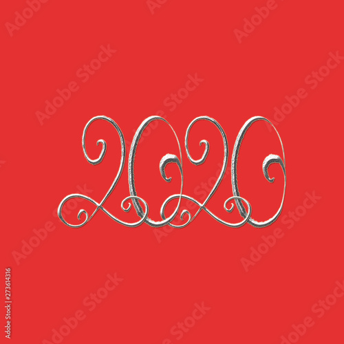 Lettering of 2020. Hand dra...