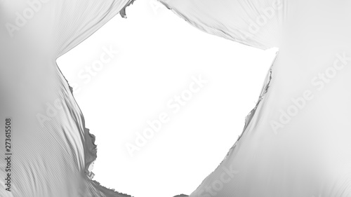 Cracked White color flag, white background, 3d rendering