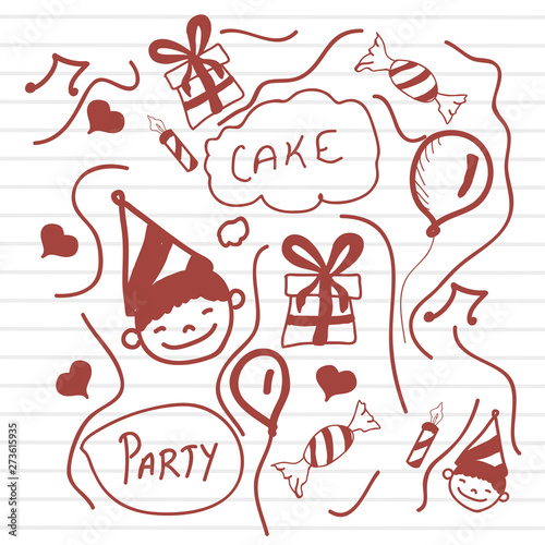 Concept of Happy Birthday doodles.