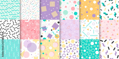 Set of Memphis seamless pattern with Geometric element