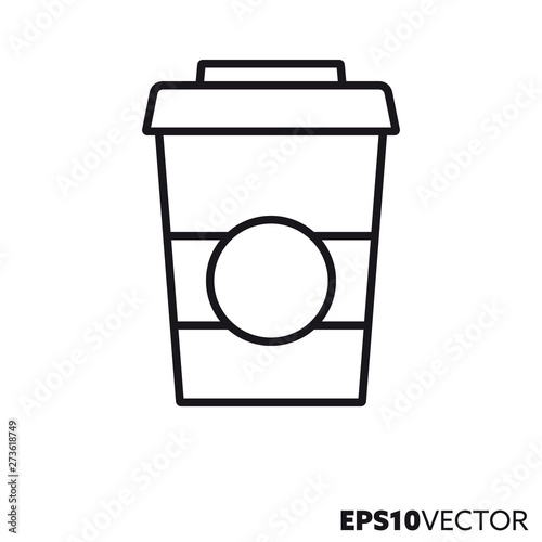 Disposable coffee cup vector line icon