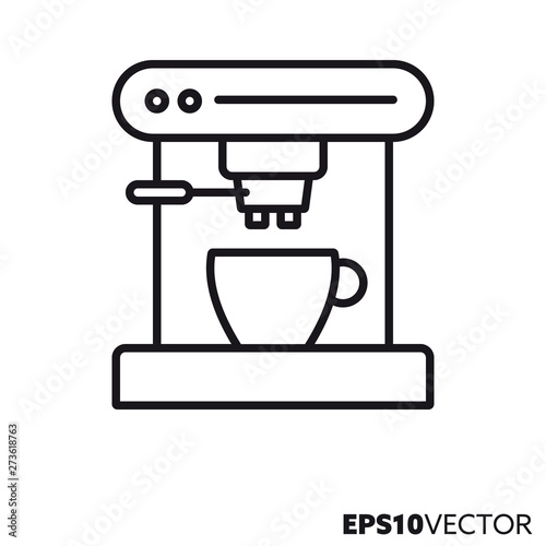bar espresso coffee machine vector line icon