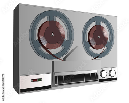 Retro bobbin tape recorder. Vintage Tape Recorder.
