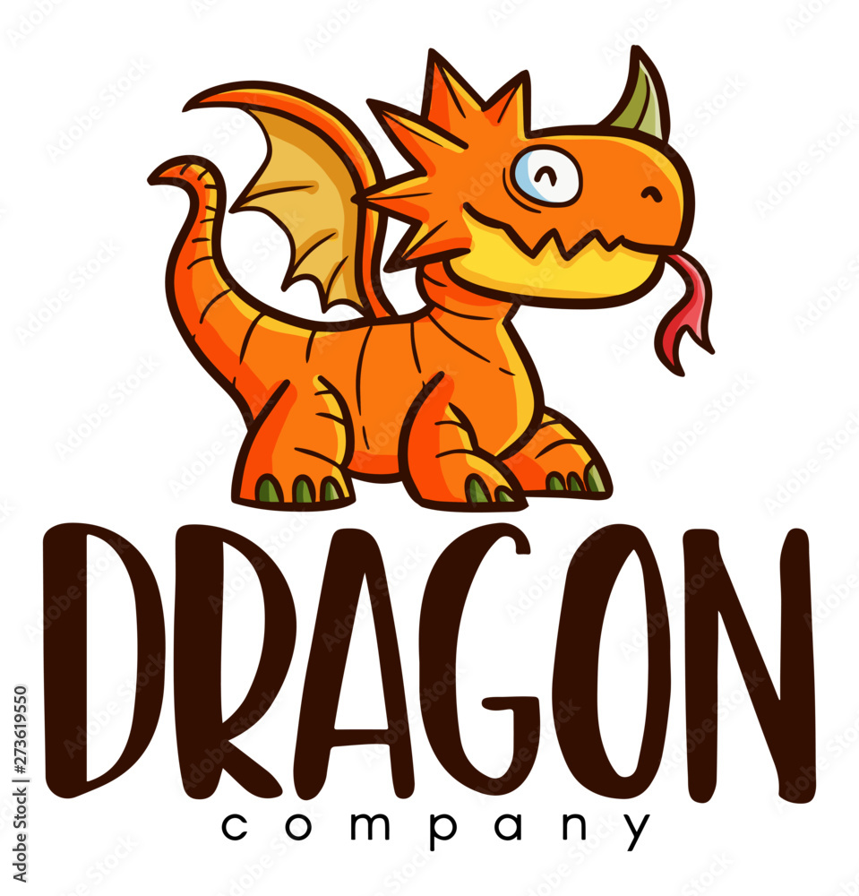 Obraz Cute and funny logo for dragon store or company