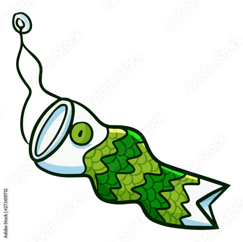 Cute and funny green japan fish decoration