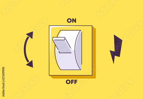 Vector illustration of the mechanism for switching on and off electricity, light