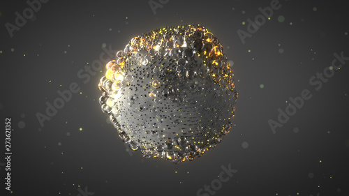 Group of balls float 3D ren...