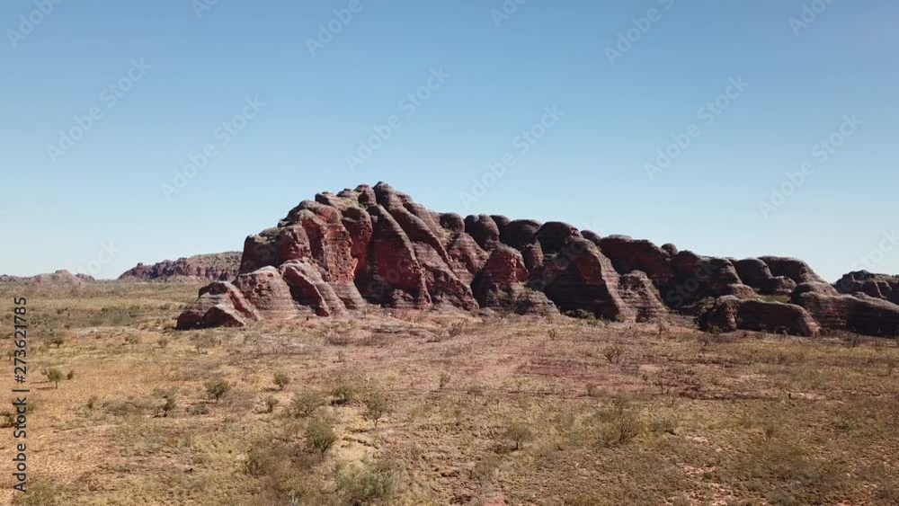 Drone flight over the Bungle Bungle National park showing the characteristic beehive formation of the rocks Drone flight over the Bungle Bungle National park showing the characteristic beehive formation of the rocks