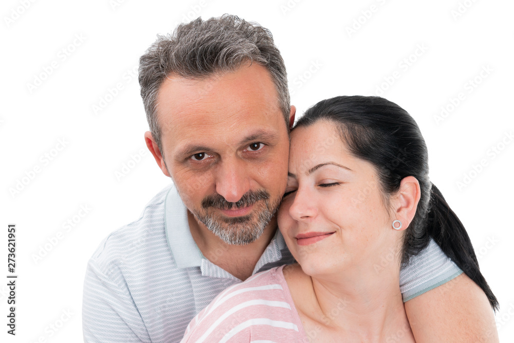 Closeup portrait of couple hugging Closeup portrait of couple hugging