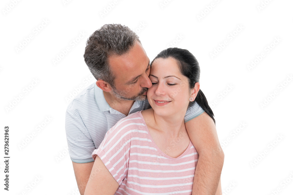 custom made wallpaper toronto digitalCloseup of man and woman hugging and kissing cheek