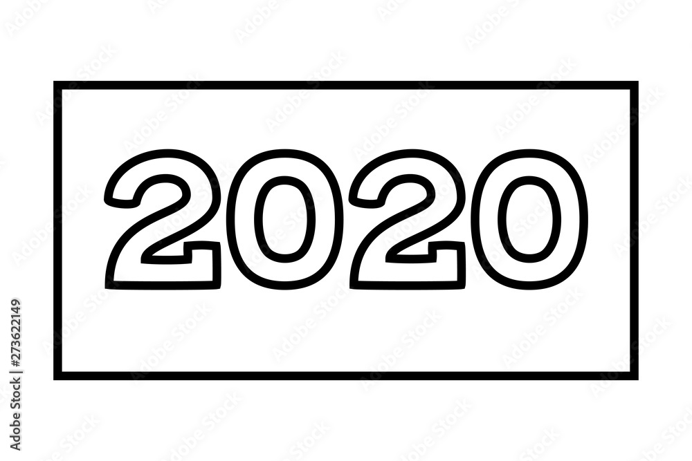 Line art black and white 2020 new year number symbol. Line art black and white 2020 new year number symbol.