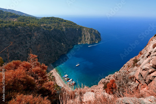 The Butterfly Valley (kelebekler vadisi) in Oludeniz, Fethiye in Turkey.