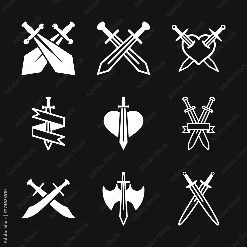 Sword icon, vector flat icon illustration isolated on background.
