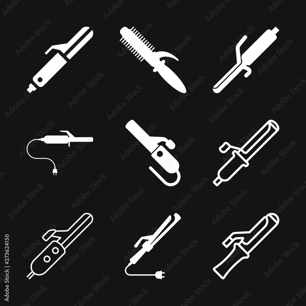 Curler vector icon. Beauty elements, make up, cosmetics in flat style icons Curler vector icon. Beauty elements, make up, cosmetics in flat style icons