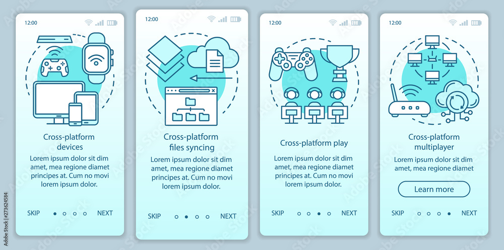 Cross platform devices onboarding mobile app page screen vector template