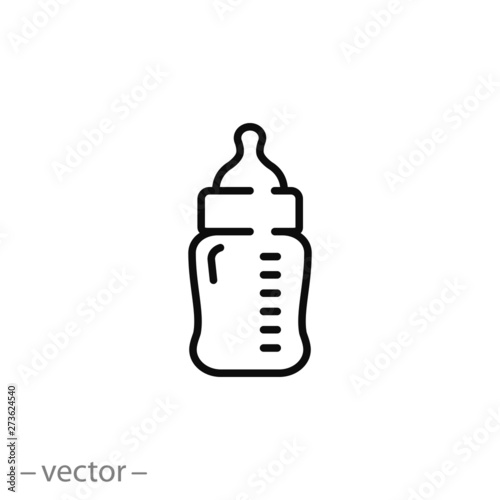 bottle baby icon, feeding bottle, milk, line symbol on white background - editable stroke vector illustration eps10