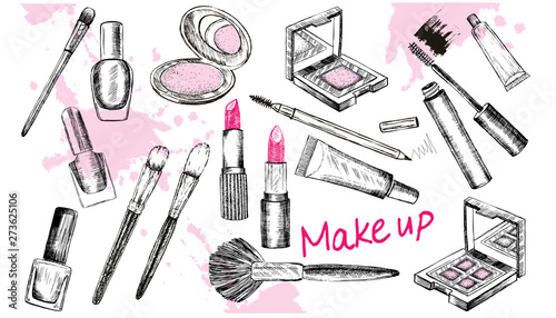 Beauty store collection with make up.
