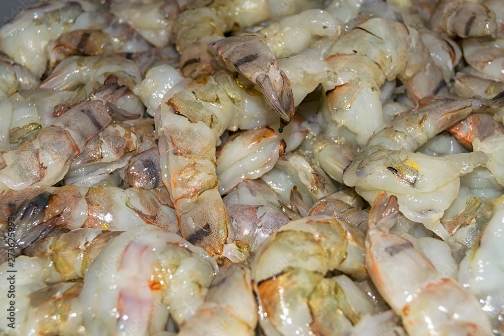 Fresh far eastern сold-water prawn closeup Fresh far eastern сold-water prawn closeup