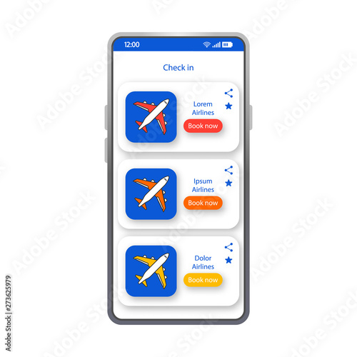 Check in app smartphone interface vector template