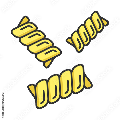 Gemelli pasta vector color icon