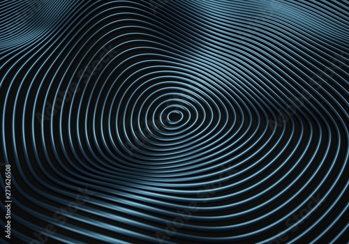 Blue metal concentric rings background.