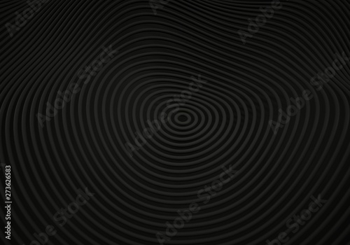 Matt black waves, radial rings.