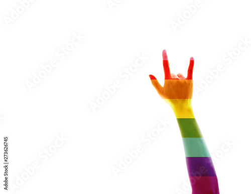 Rainbow flag, hand, symbol, equality