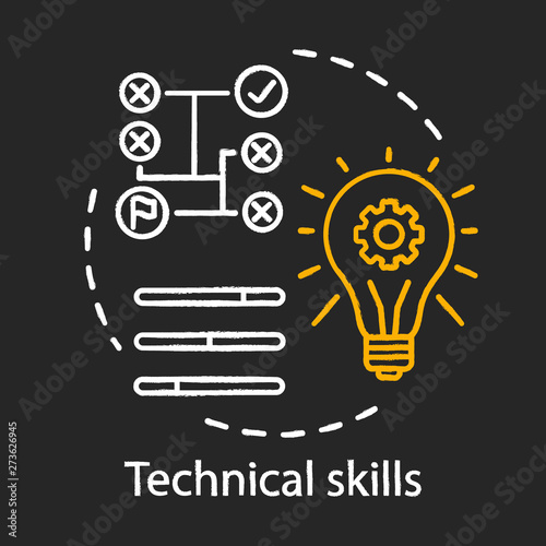 Technical skills chalk concept icon