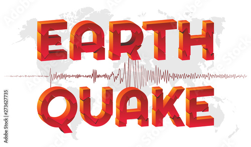 Earthquake on world map background.