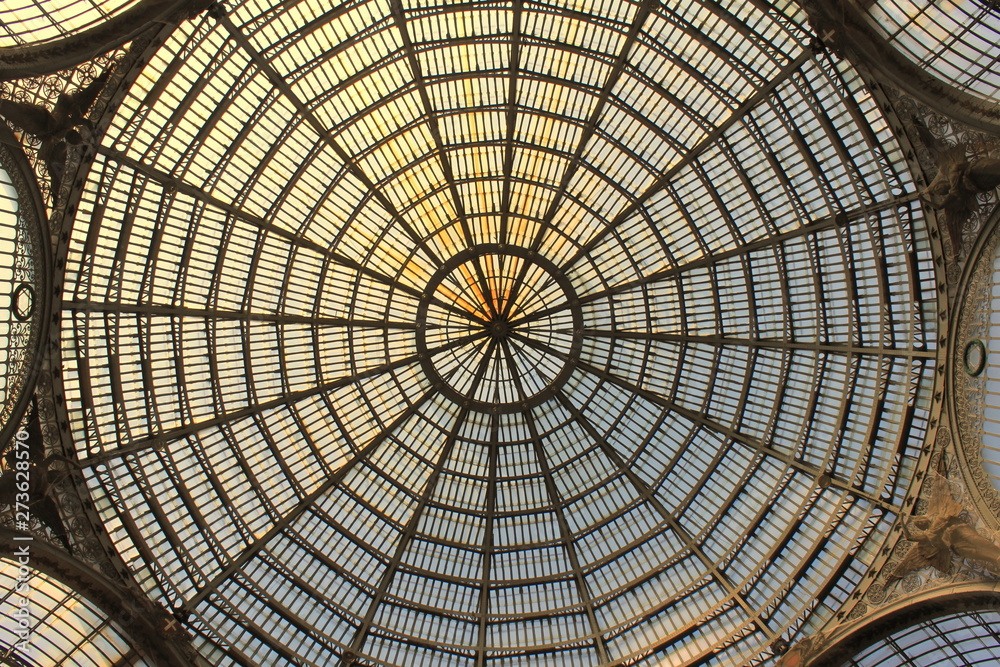 Glass roof of Galleria Umberto, Naples, Campania, Italy, Europe.
