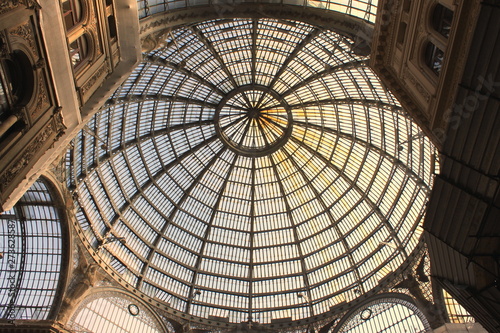 Glass roof of Galleria Umberto, Naples, Campania, Italy, Europe. photo