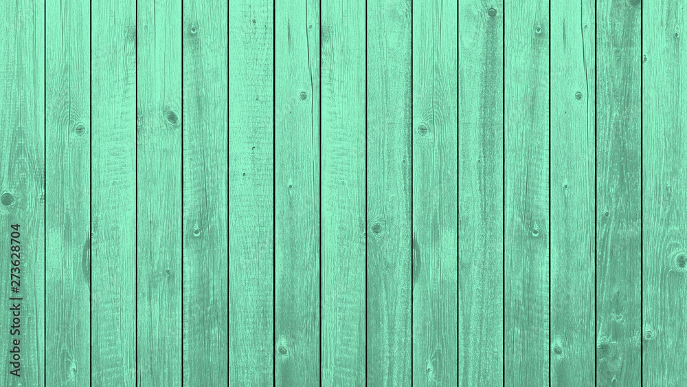 Naklejka premium Green background wooden planks board texture.