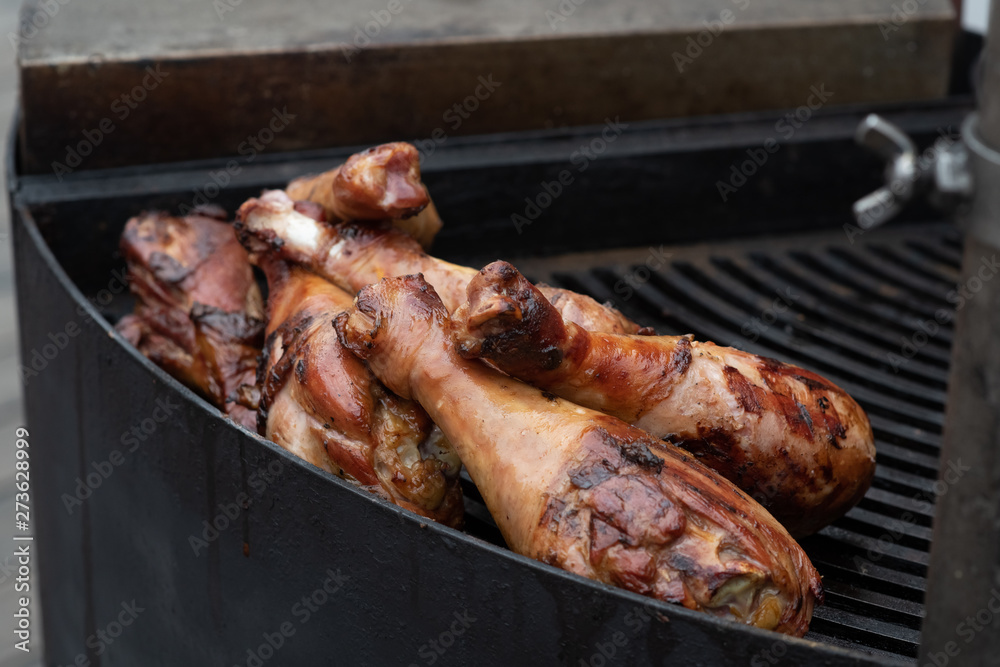Barbecue Turkey Legs on the grill
