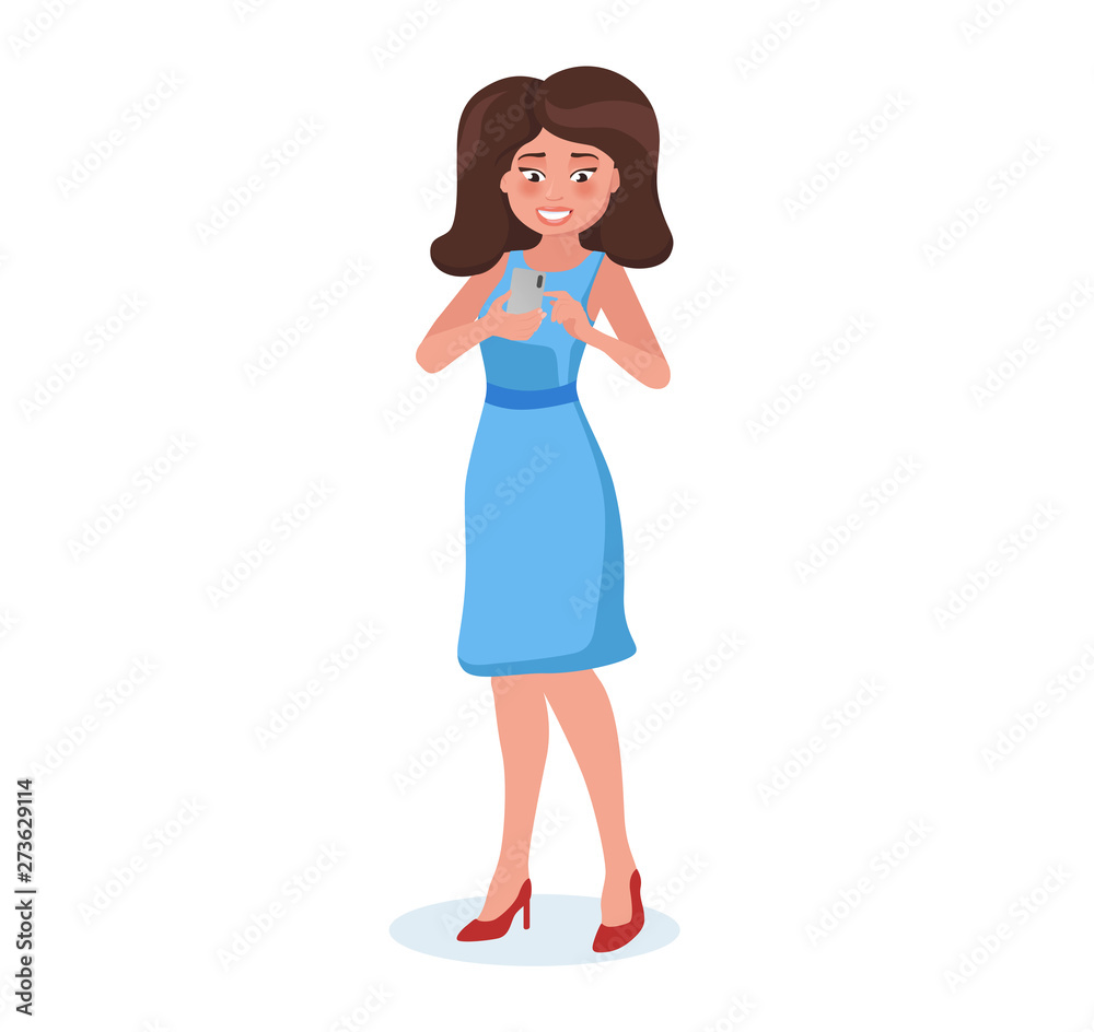 Girl or woman with her smartphone. Online chat, mobile app, Internet communication. Girl or woman with her smartphone. Online chat, mobile app, Internet communication.