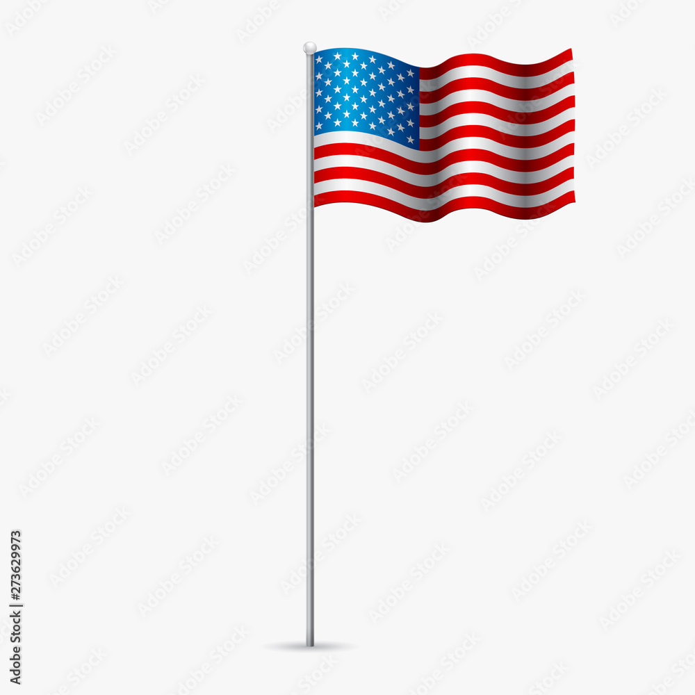 Obraz premium American flag. Congratulations to the American people on the national holiday Independence Day. White background. Vector illustration.