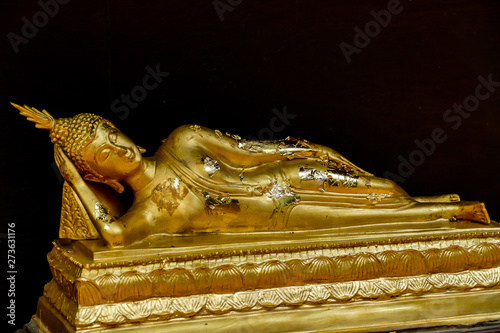 Photography golden statue of buddha, digital photo picture as a background