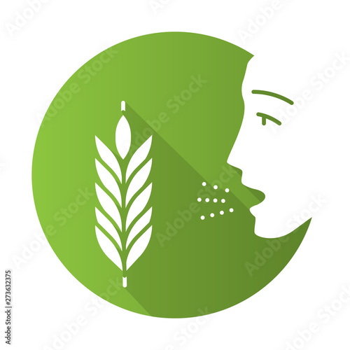 Wheat allergy flat design long shadow glyph icon