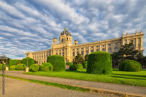 famous Natural History Museum with park and sculptures in Vienna, Austria