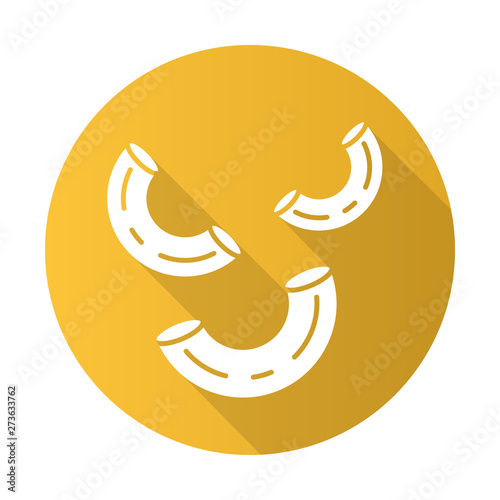 Elbows pasta flat design long shadow glyph icon
