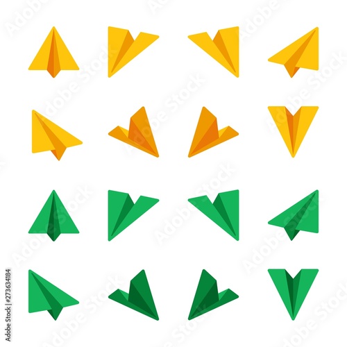 paper plane,paper rocket icon set,flat icon style,vector and illustration