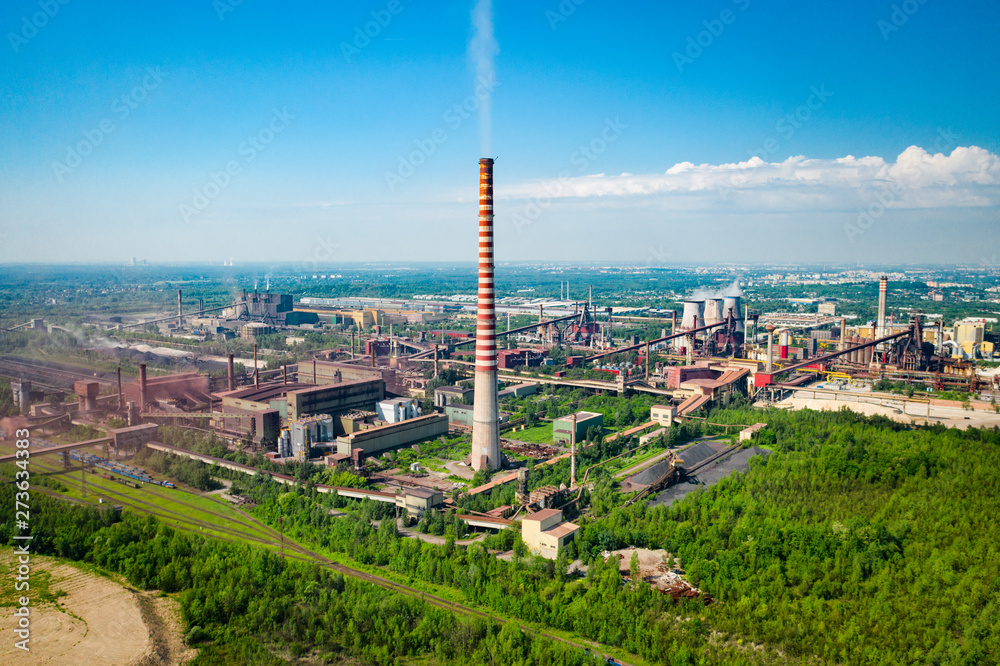 Industrial landscape with heavy pollution produced by a large factory