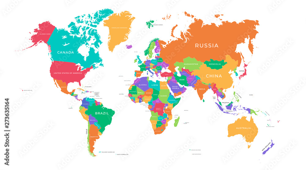 Obraz premium Colorful Hi detailed Vector world map
