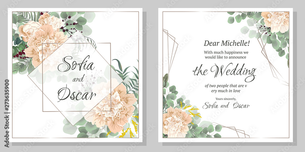 set of business cards with flowers and leaves