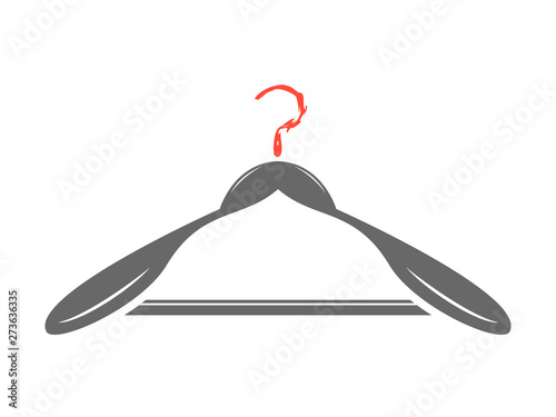 Coat hanger with red hook on white background